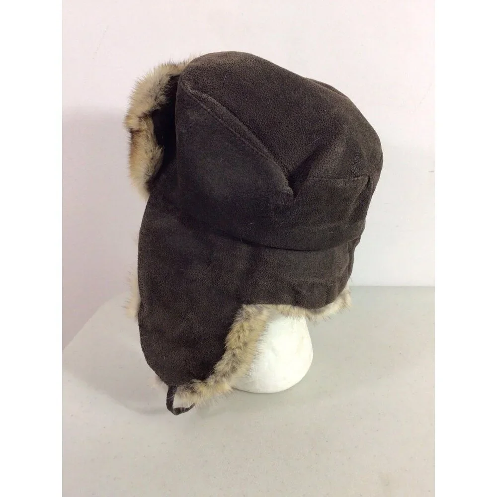 Real Rabbit Fur Trapper Winter Kids Suede Bomber Small